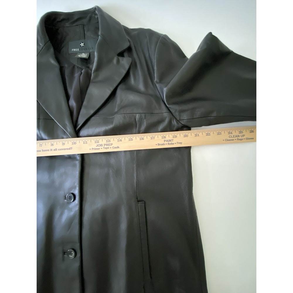 VTG Free Country Black Leather Jacket Women's Large Button Up Lined Streetwear - Picture 11 of 15